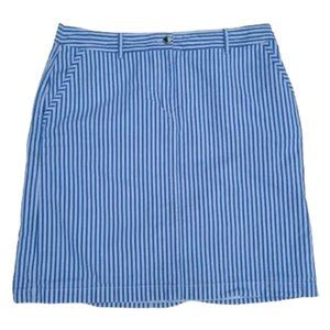 Talbots Blue & White Striped Cotton A-line Skirt w/ Pockets Women's 14